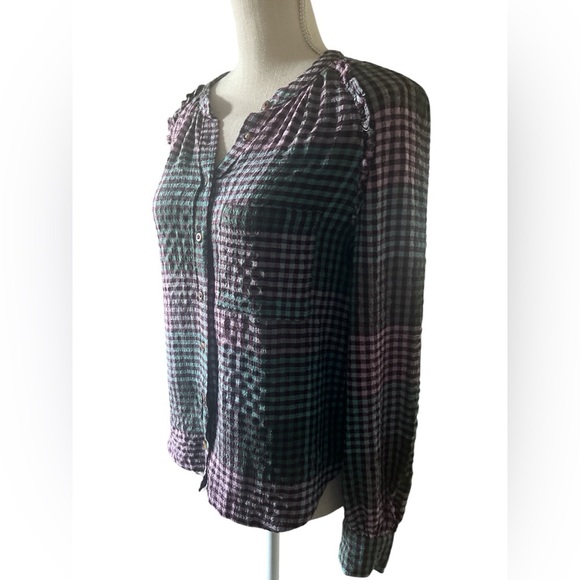 Pilcro Purple and green Checkered Button-Down Shirt. Sz.XS - Picture 4 of 8